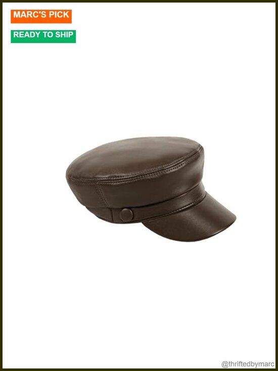 Genuine Leather Newsboy Cap Adjustable One Size Unisex Vintage main image 4